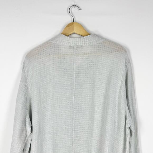 Flax Women's 100% Linen Button Down Tunic Dress Large Light Gray Lagenlook - Picture 6 of 12